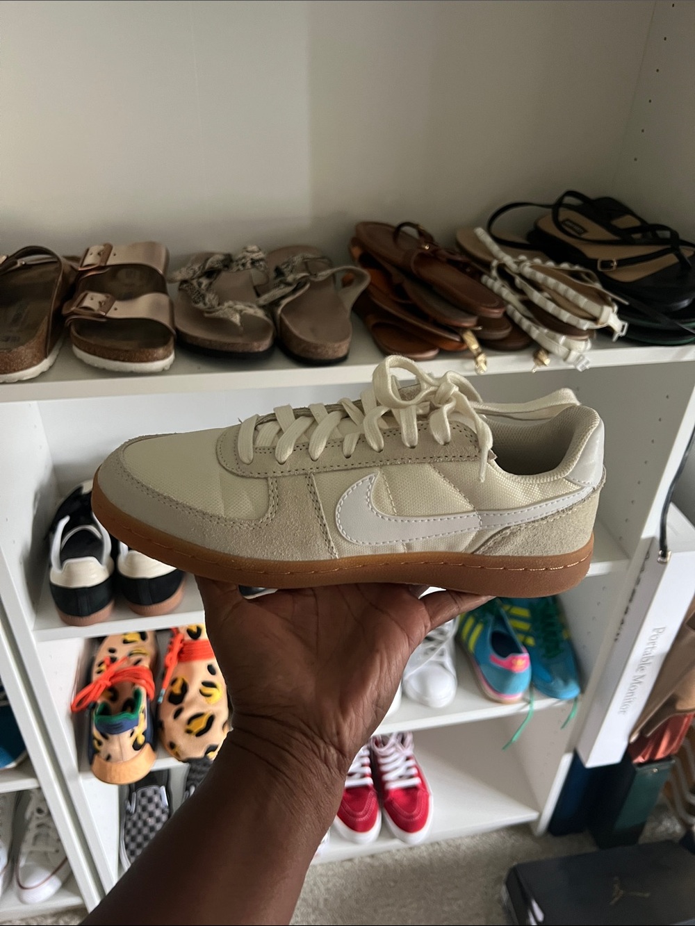 Nike Kids Cream and White Low-Top Sneaker with Gum Sole